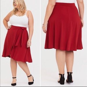 Torrid Red Faux Wrap Skirt